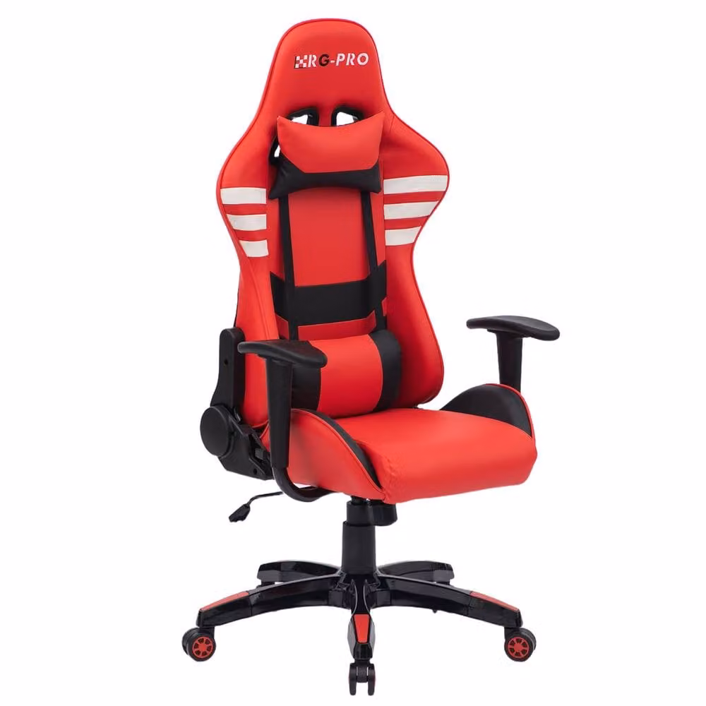 RayGar RG-PRO Gaming Chair in Red with Synthetic Leather, Headrest, Armrests and 360 Degree Swivel – 2