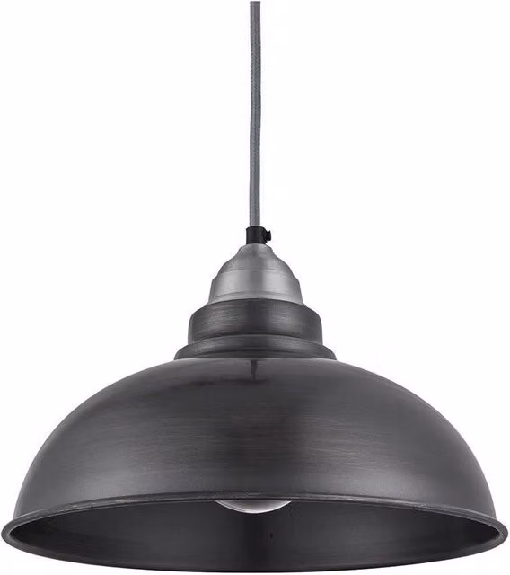Industville Old Factory Industrial Pendant Light in Pewter and Grey Metal, Diameter: 30.48 cm