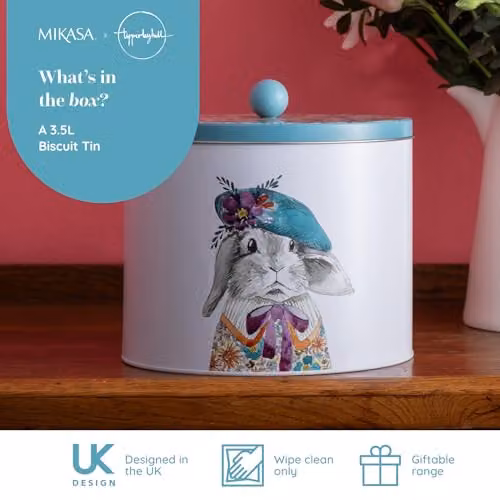 Mikasa Tipperleyhill Metal Storage Canister, 3.5 l, White and Multicolour, Airtight and Leakproof – 2