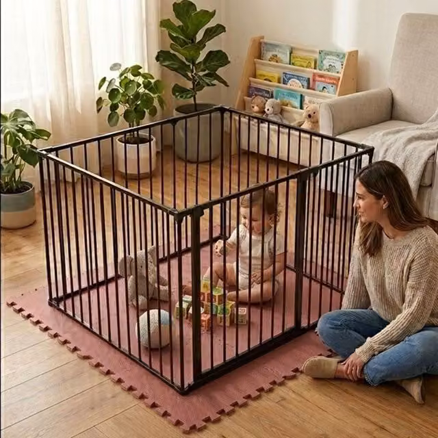 Safetots Multi-panel Play Den in Black with Green Soft Foam Play Mat
