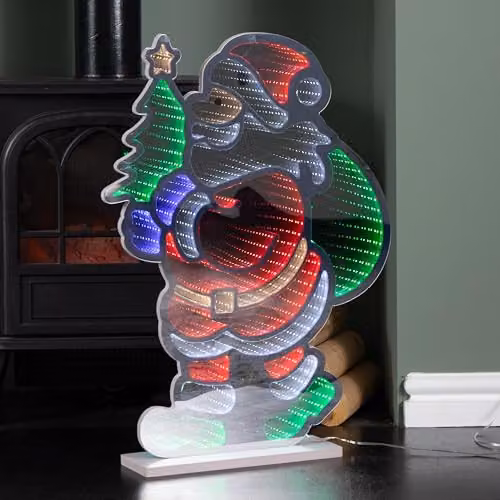 Samuel ALEXANDER 60cm Light Up Standing Santa with Tree Christmas Infinity Light with Multi-Coloured LEDs – 2
