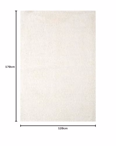 THE RUGS White Plain Shaggy High Pile Soft Rug, W/D/H: 120 x 170 x 3 cm – 2