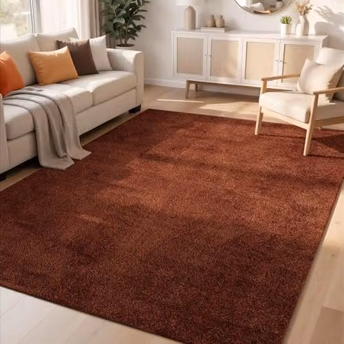 Desire Rugs Comfy Washable Low Pile Living Room Area Rug in Terracotta, W: 60 cm, D: 100 cm