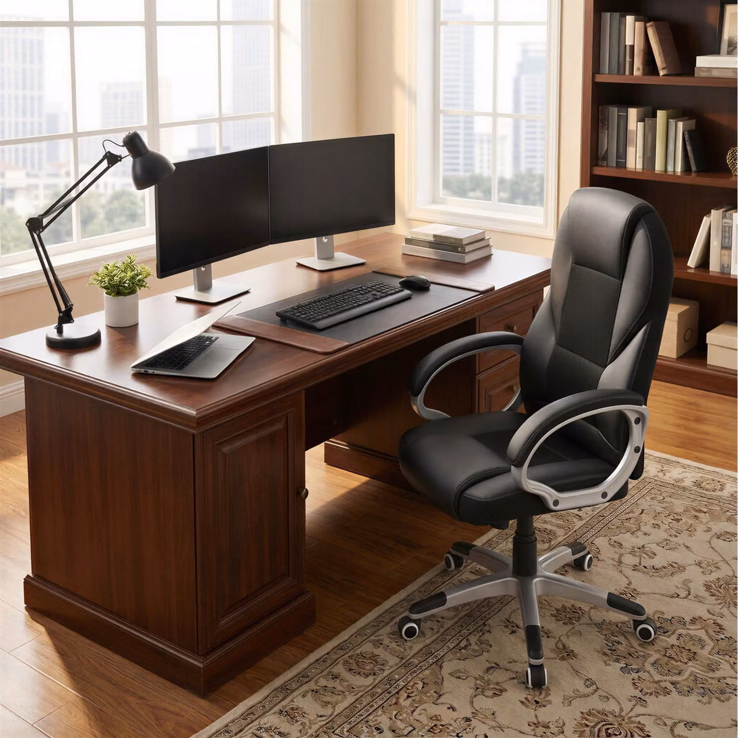 SONGMICS Executive Office Chair in Black PU Leather with Headrest and Armrests – 4