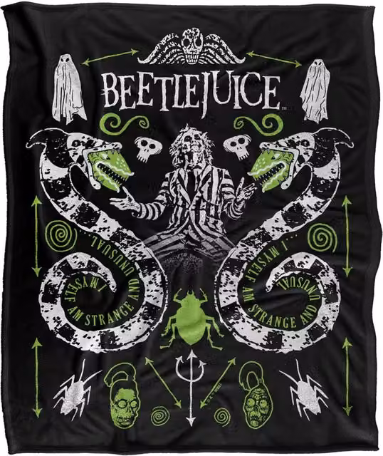 LOGOVISION Beetlejuice 1988 Double Worms Super Soft Fleece Throw Blanket, Multicolour, W: 91.44 cm, H: 91.44 cm – 6