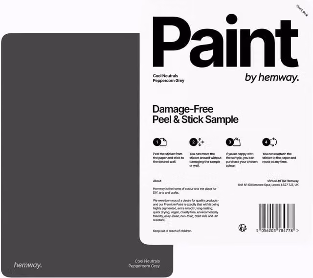 Hemway Chalk Paint A5 Sample Swatch in Peppercorn Grey