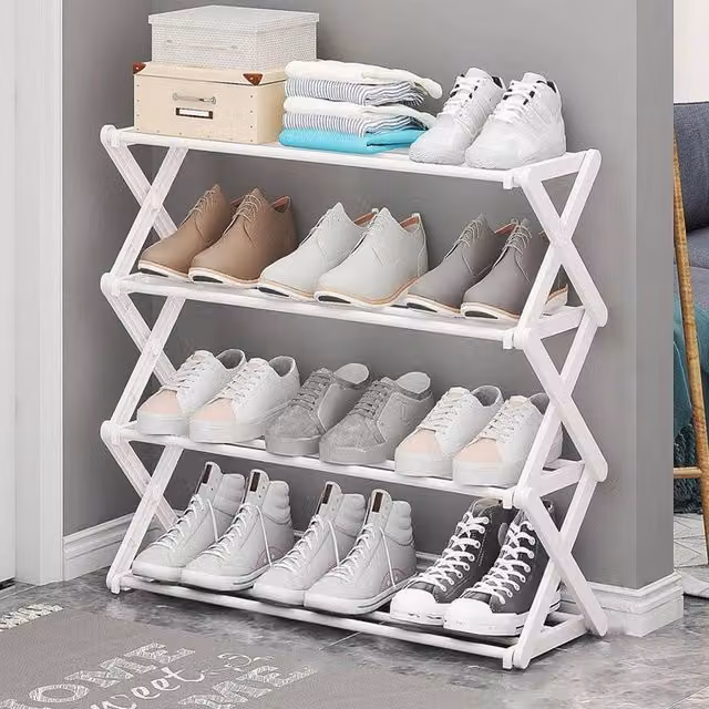 KORVIXA White 4 Tier Freestanding Shoe Rack Stand – 1