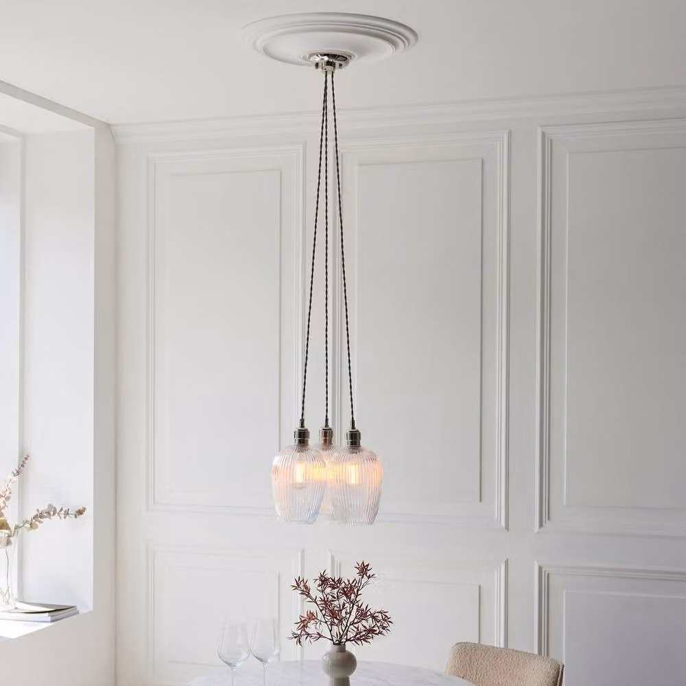 Netlighting Livorno Cluster Pendant Light with Grey Ribbed Glass and Metal Finish – 2