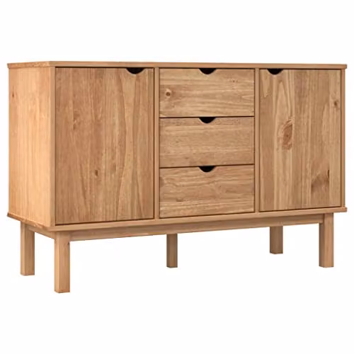 vidaXL OTTA Sideboard in Brown Solid Pine Wood, W/D/H: 113.5 x 43 x 73 cm – 1