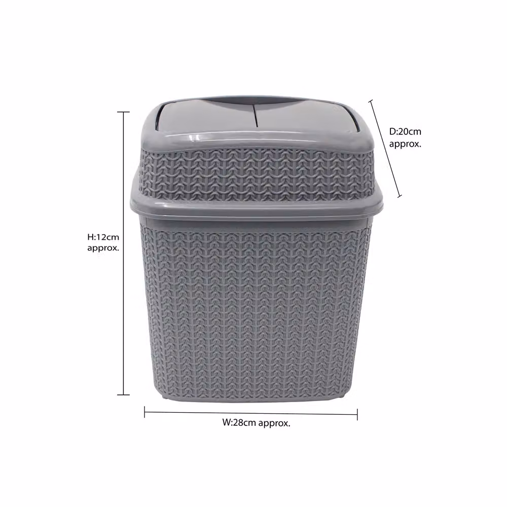 JVL Loop Toilet Brush and Rectangular Lidded Bin in Grey – 2