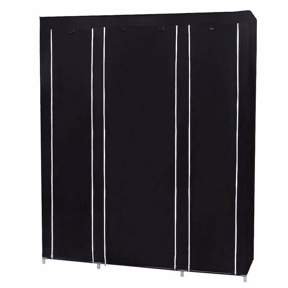 SPETLEK Black Modern Freestanding Wardrobe Clothes Storage Cupboard with Internal Shelves – 3