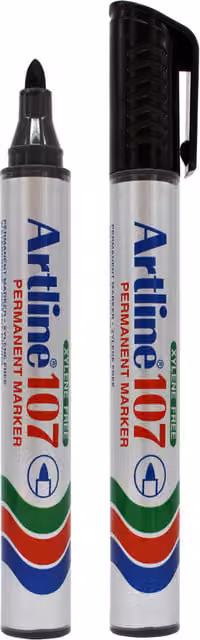 Artline Pack of 2 Black Permanent Marker Pens with Bullet Tip