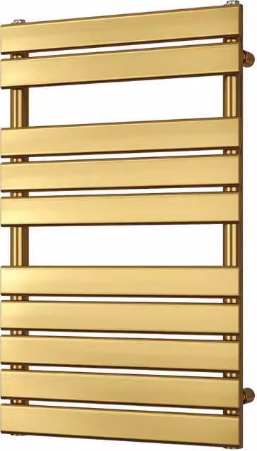 Typhoon Brushed Brass Steel Towel Radiator, Gold, Height: 81.6 cm