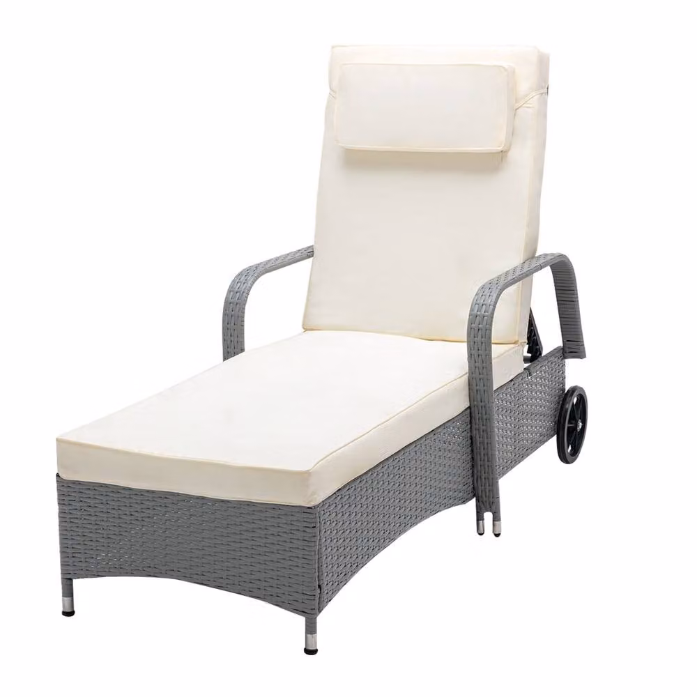 MCC Direct Grey Polyrattan Sun Lounger Bed with Reclining Function and Adjustable Headrest – 2