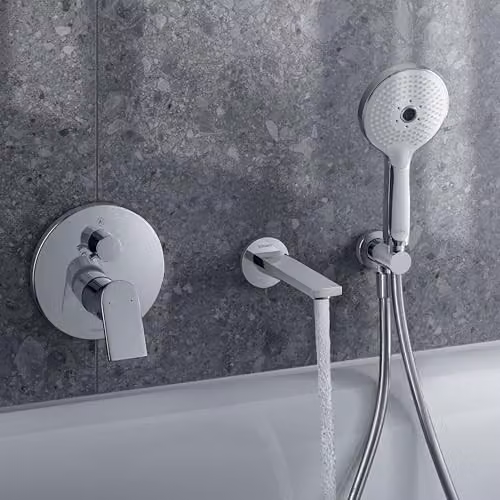 Duravit Universal Handheld Shower Head with Rain, Massage and Jet Functions, Chrome and White, W: 24.0 cm, H: 12.0 cm, D: 6.3 cm – 4