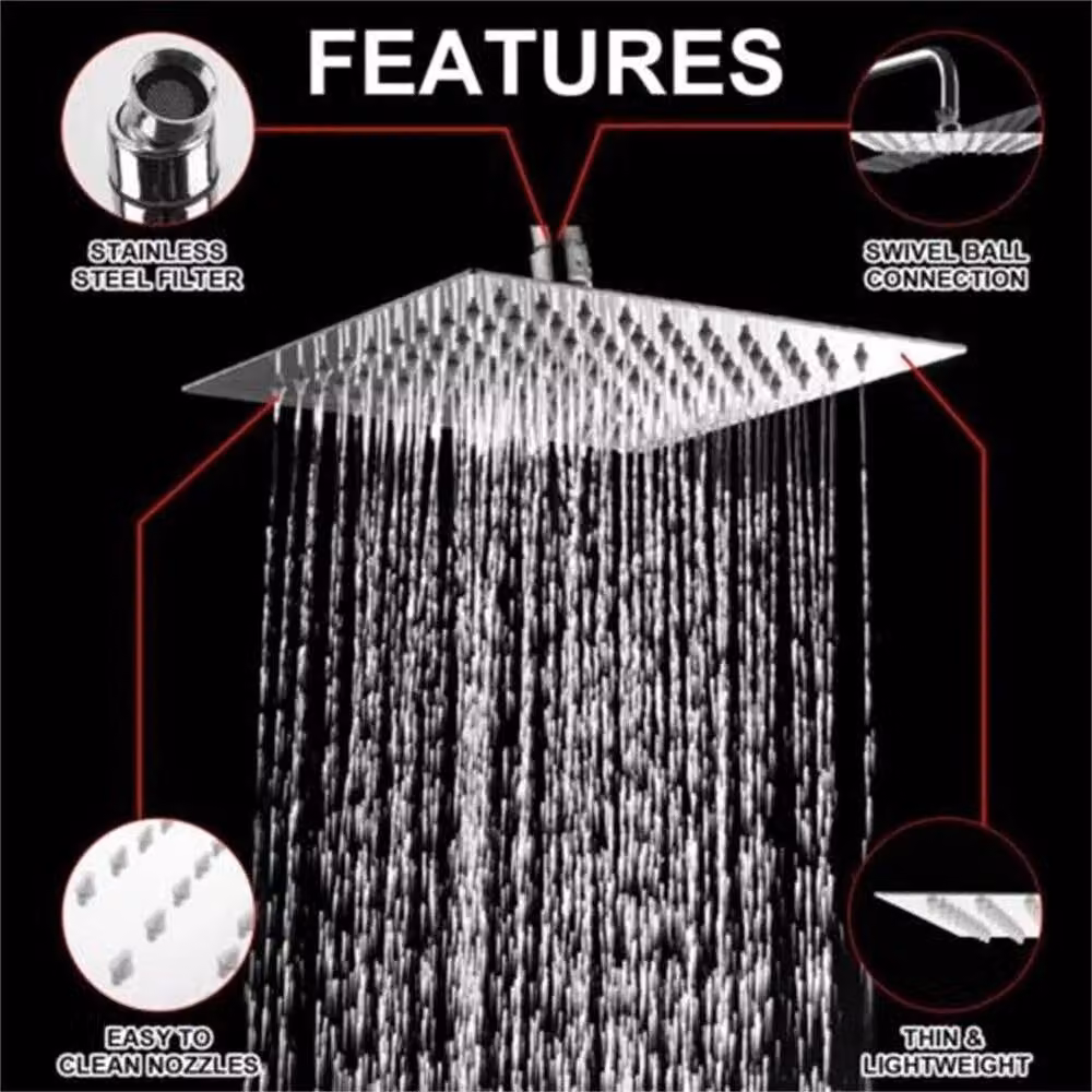 Hinsinc Stainless Steel High Pressure Waterfall Rain Shower Head in Silver – 4