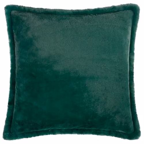 Riva Home Green Faux Fur Square Polyester Cushion, W/D/H: 45 x 45 x 45 cm