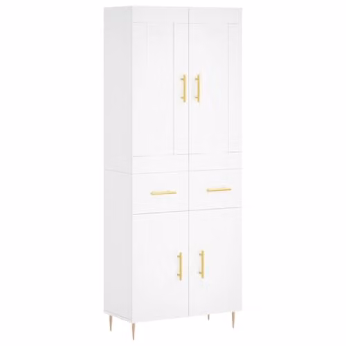 vidaXL Industrial Style Highboard Sideboard in White Engineered Wood with Drawers and Doors – 1