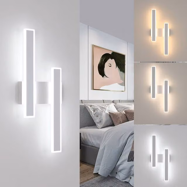 Goeco Modern LED Indoor Wall Light in White with Acrylic and Aluminium Finish