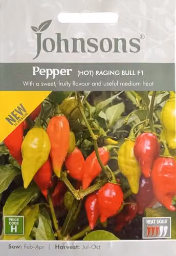 Johnsons Raging Bull F1 Chilli Pepper Seeds, Red Multicolour Vegetable Seeds for Indoor or Outdoor Planting – 1
