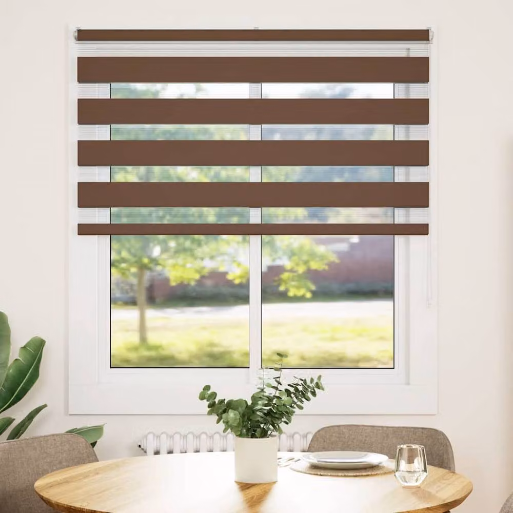 Berkfield Home Elegant Zebra Blind in Brown, W: 135 cm, H: 100 cm – 3