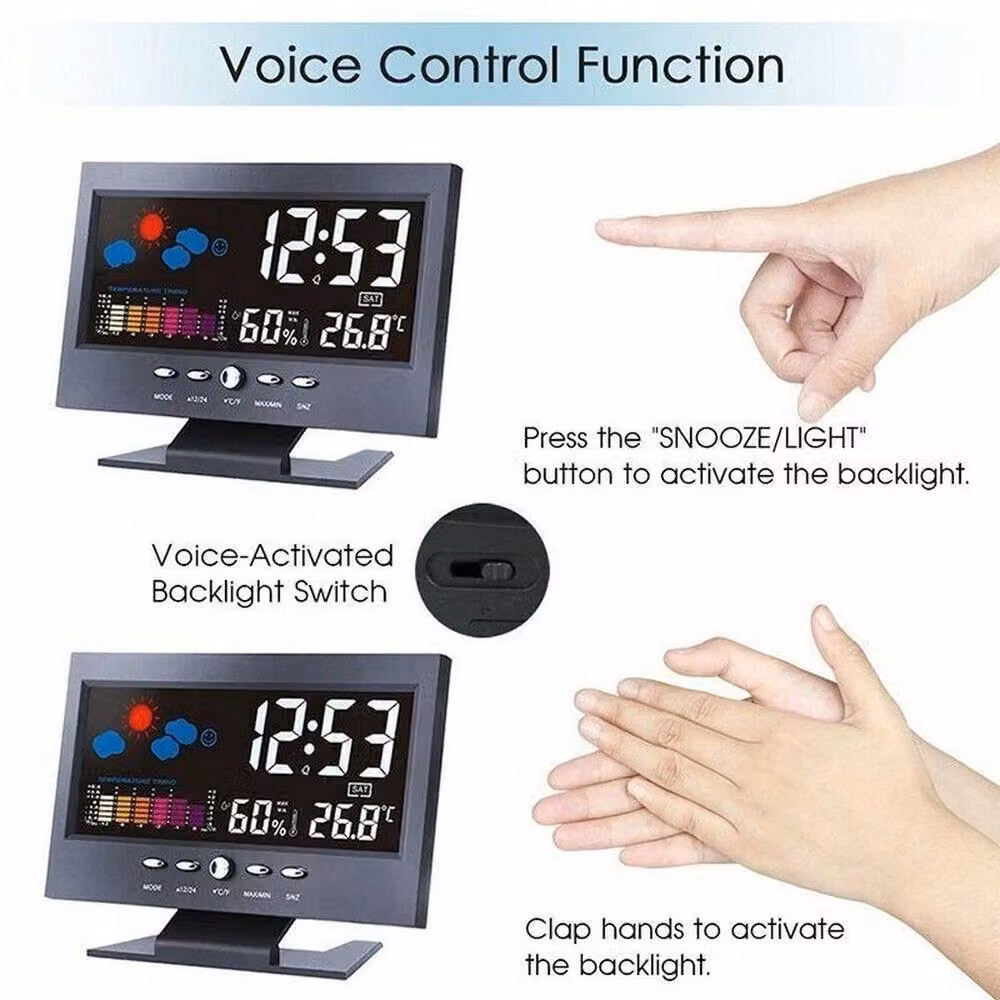 NESTLUNE Large LED Digital Calendar Clock with Dementia Alarm, Black, W: 100 cm, H: 15 cm – 4