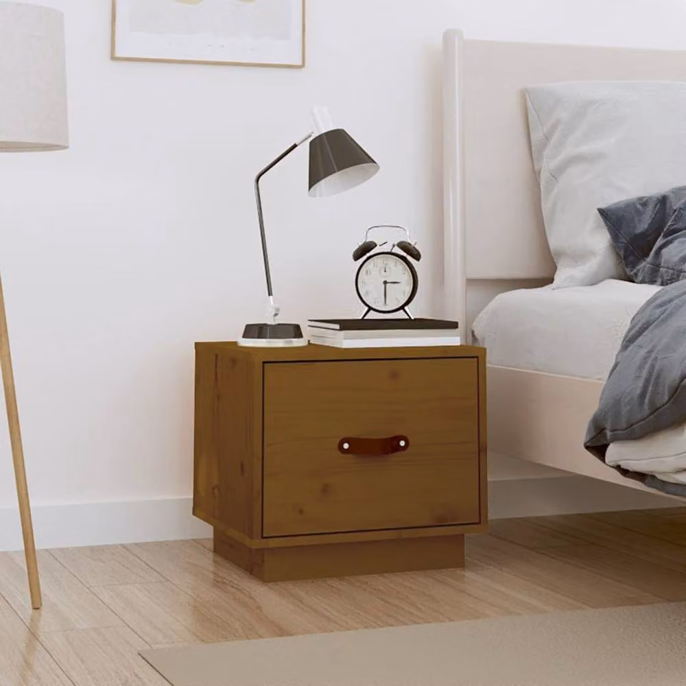 Berkfield Home Rustic Solid Wood Pine Bedside Cabinet, Honey Brown, W: 40 cm, D: 34 cm, H: 35 cm – 2