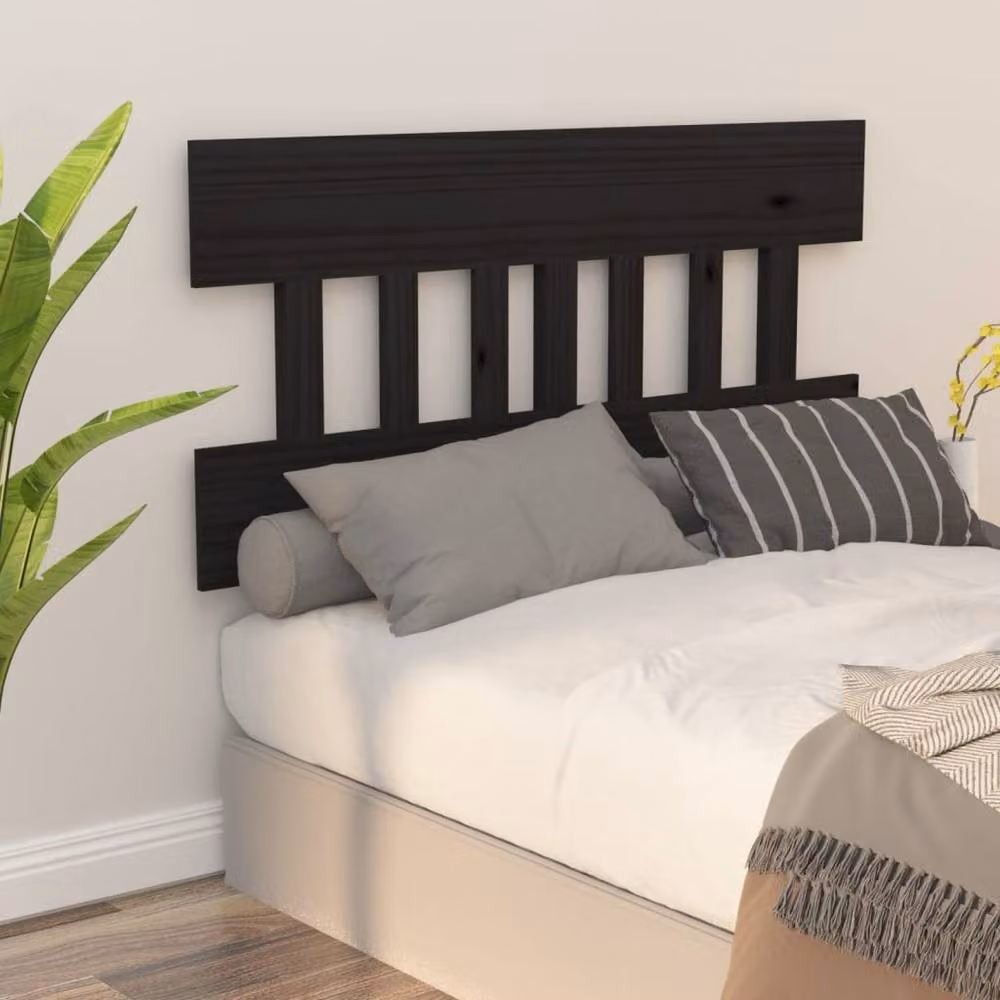 Berkfield Home Beautiful Bed Headboard in Black Solid Pine Wood, W: 203.5 cm, D: 3 cm, H: 81 cm – 2
