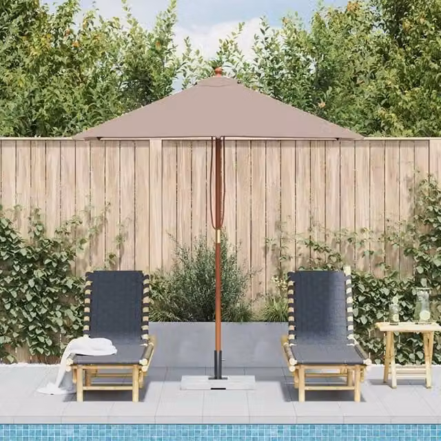 Berkfield Home Outdoor Parasol with Wooden Pole, Beige, W/D/H: 200 x 150 x 150 cm – 1