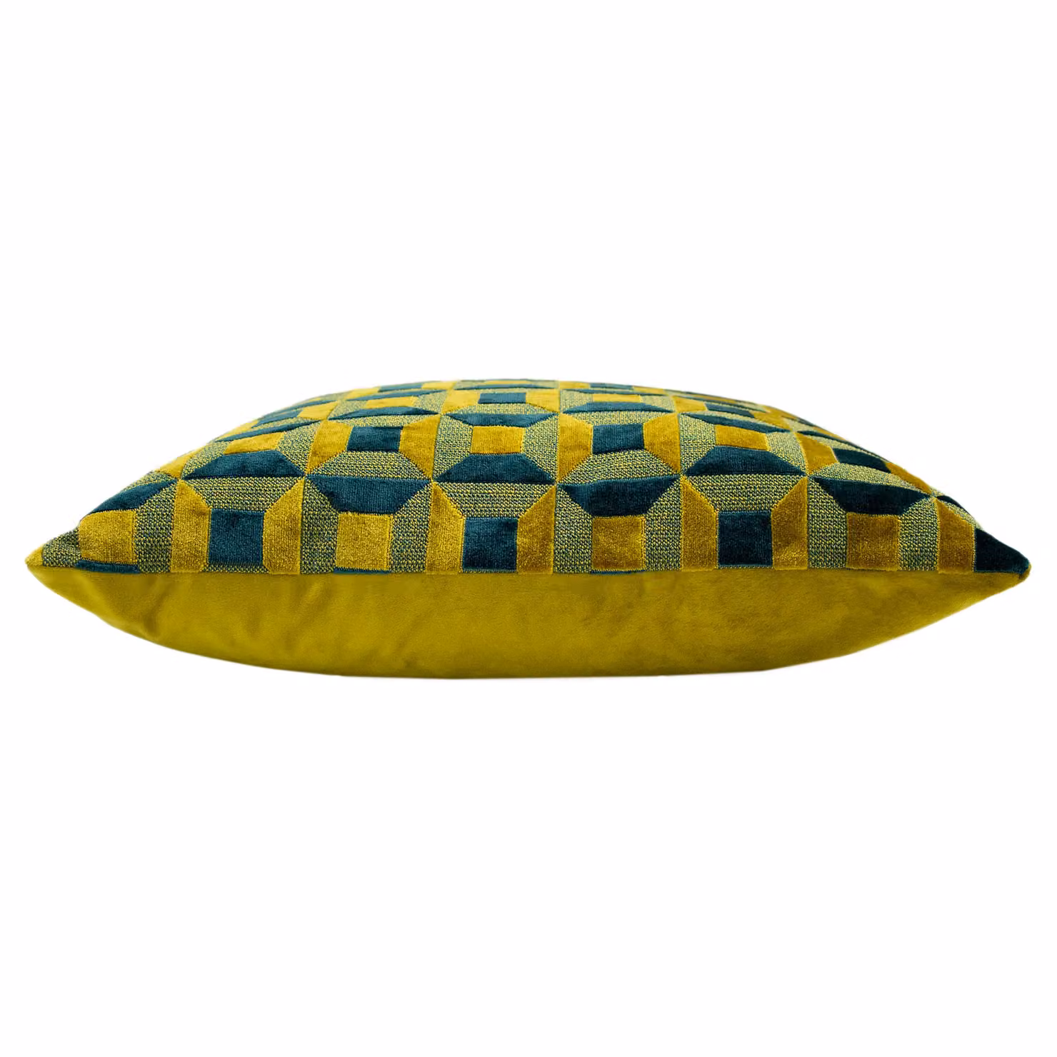 Paoletti Empire Velvet Jacquard Geometric Cushion in Petrol, Gold and Blue, W/D/H: 45 x 45 x 45 cm – 3