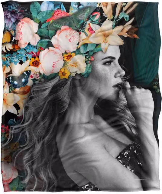 Bcreative Reinders Flower Girl Portrait Super Soft Fleece Throw Blanket, White and Multicolour, W: 152 cm, D: 127 cm – 5