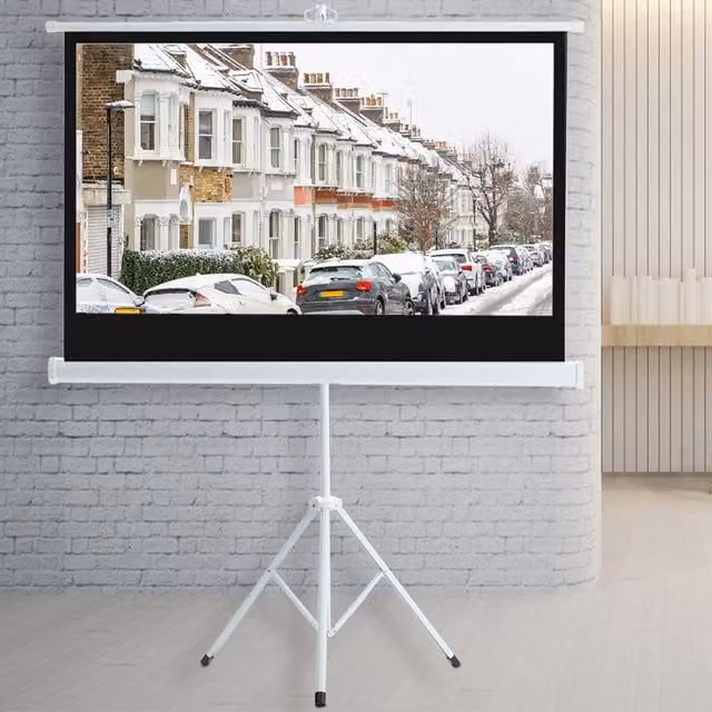 Livingandhome Portable Projector Screen with Metal Tripod Stand, White, 84 Inches