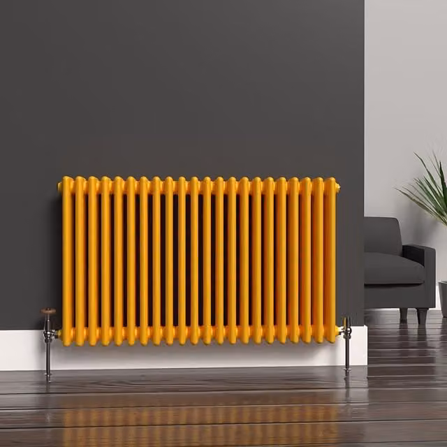 Lux Heat Horizontal 3 Column Steel Radiator in Sunflower Yellow, W: 101 cm, H: 60 cm