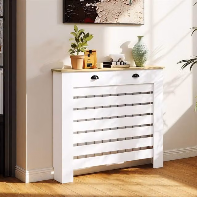 Kelvenix 111 Heating Radiator Cover with Drawer in White, W/D/H: 100 x 40 x 40 cm