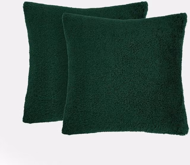 Brentfords Pack of 2 Square Teddy Cushion Covers in Green