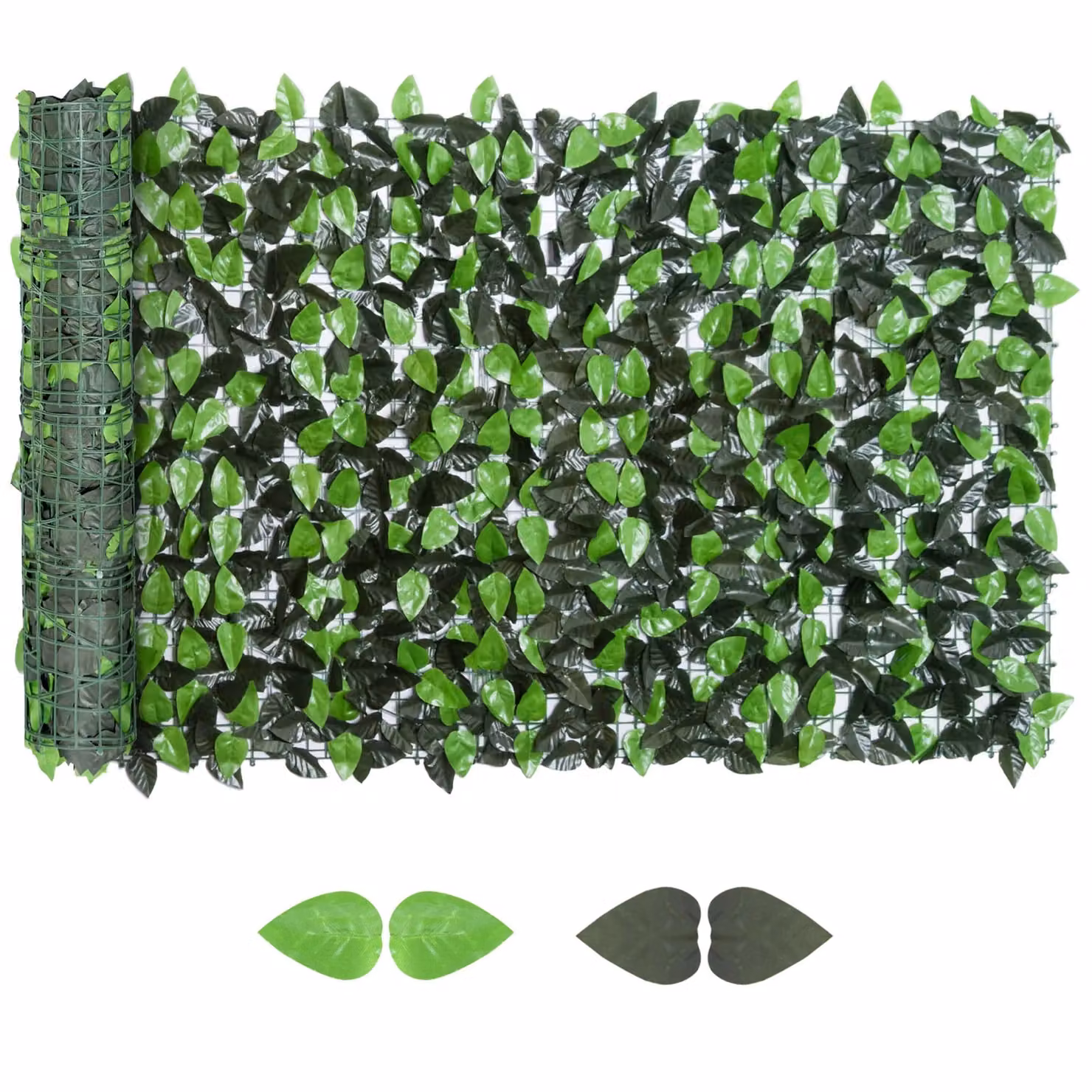 Outsunny Artificial Leaf Hedge Screen Privacy Fence Panel in Green – 9