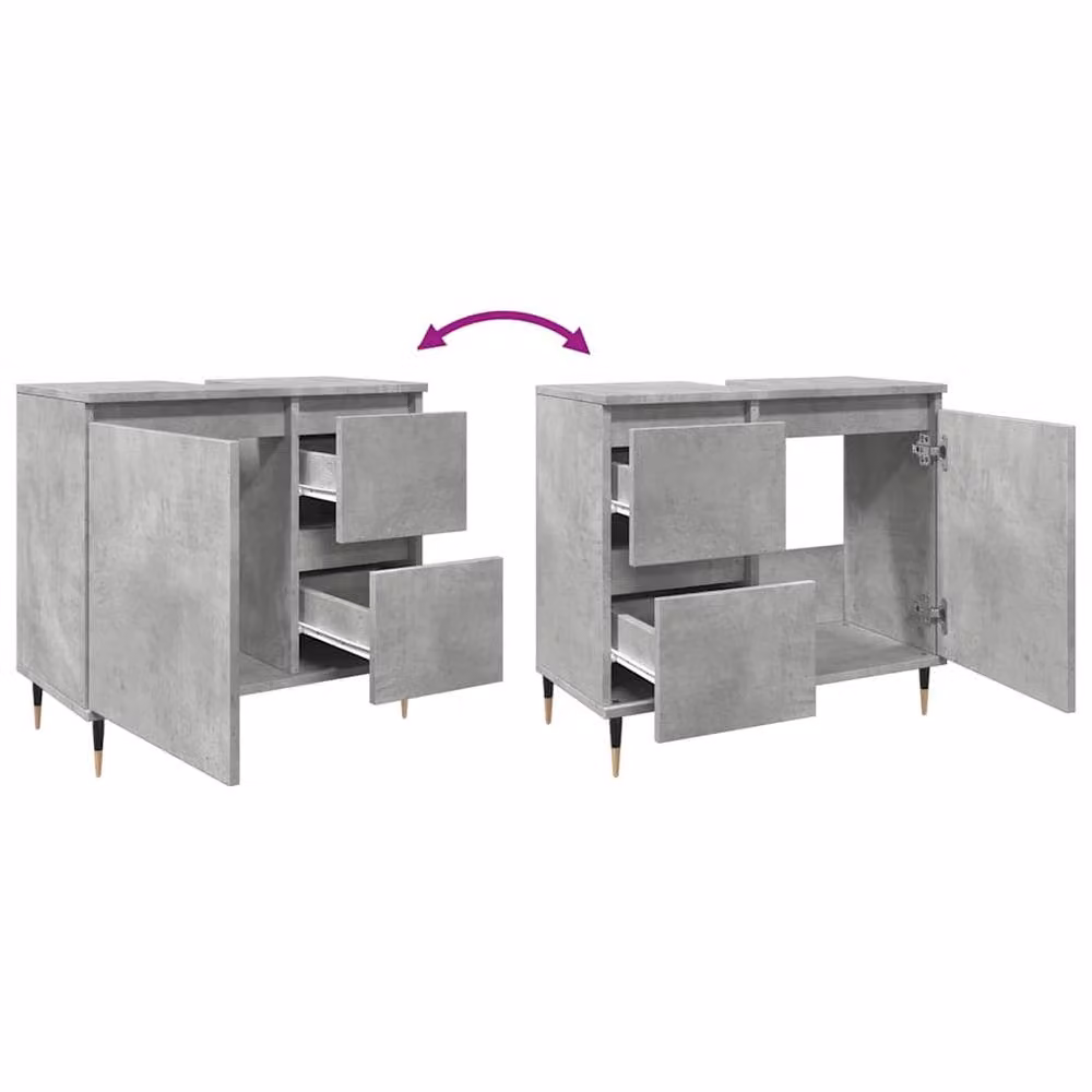 Berkfield Home Industrial Bathroom Cabinet in Grey, W/D/H: 65 x 33 x 60 cm – 3
