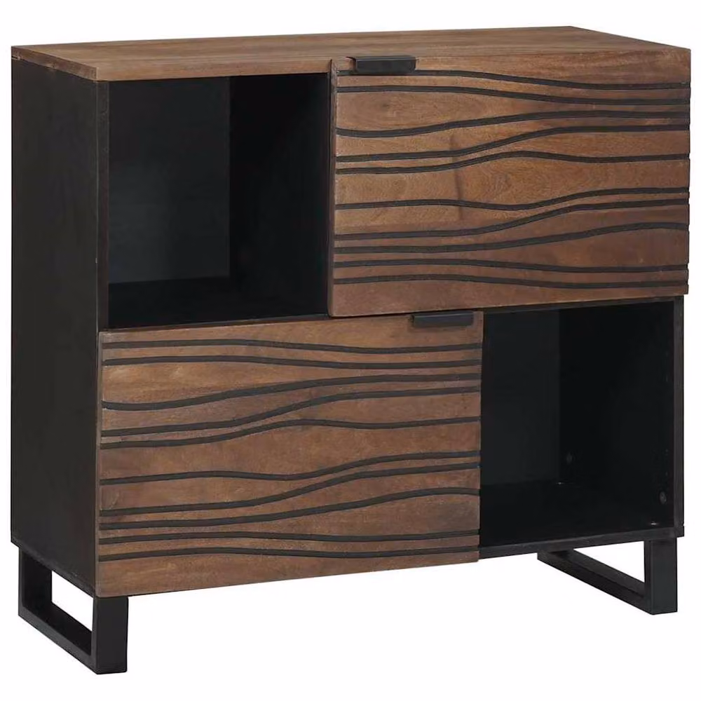 Berkfield Home Modern Mango Wood Sideboard in Brown and Black, W/D/H: 80 x 33.5 x 75 cm – 2