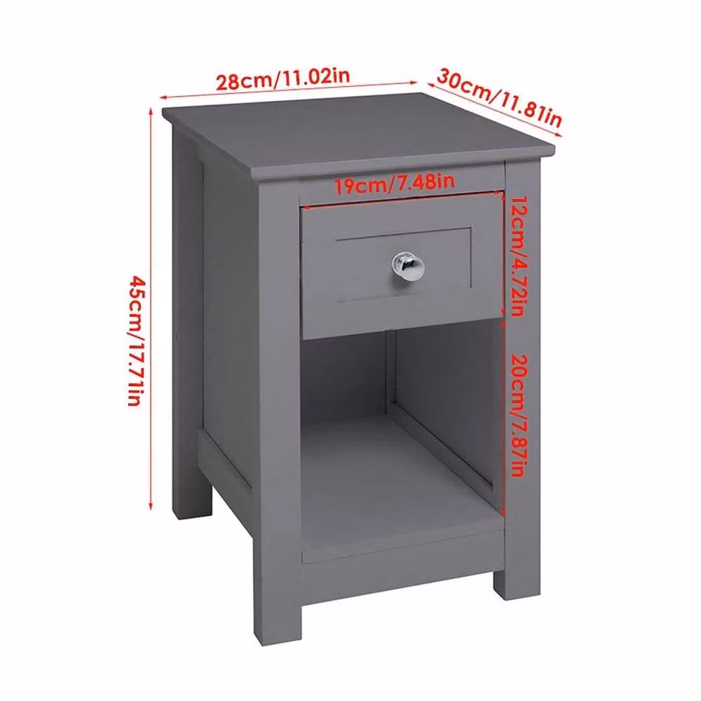 Kelvenix Small Slim Wooden Side End Table in Grey – 2