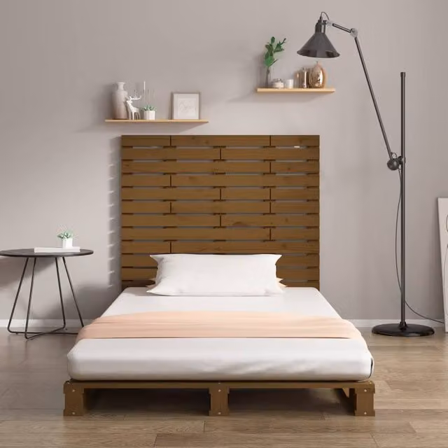 Berkfield Home Solid Wood Pine Wall Headboard in Honey Brown, W: 81 cm, D: 3 cm, H: 91.5 cm