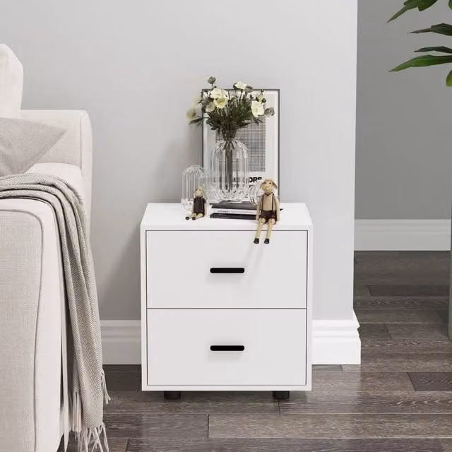FORGEVIO Set of 2 Modern White Wooden Bedside Tables for your Bedroom – 1