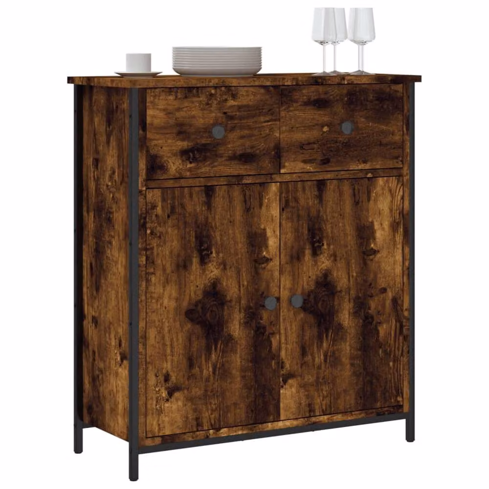 Berkfield Home Smoked Oak Sideboard in Brown, W/D/H: 70 x 30 x 80 cm – 3