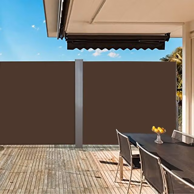 Livingandhome Retractable Sunside Awning Screen for Patio in Yellow