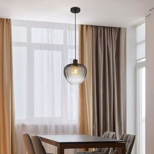 Netlighting Toy Dome Pendant Light with Matt Black Metal and Smoke Grey Glass Shade, Diameter: 29 cm, Height: 120 cm – 2