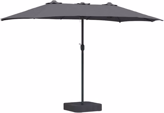 Berkfield Home Folding Garden Parasol in Anthracite Grey, W/D/H: 385 x 209 x 244 cm