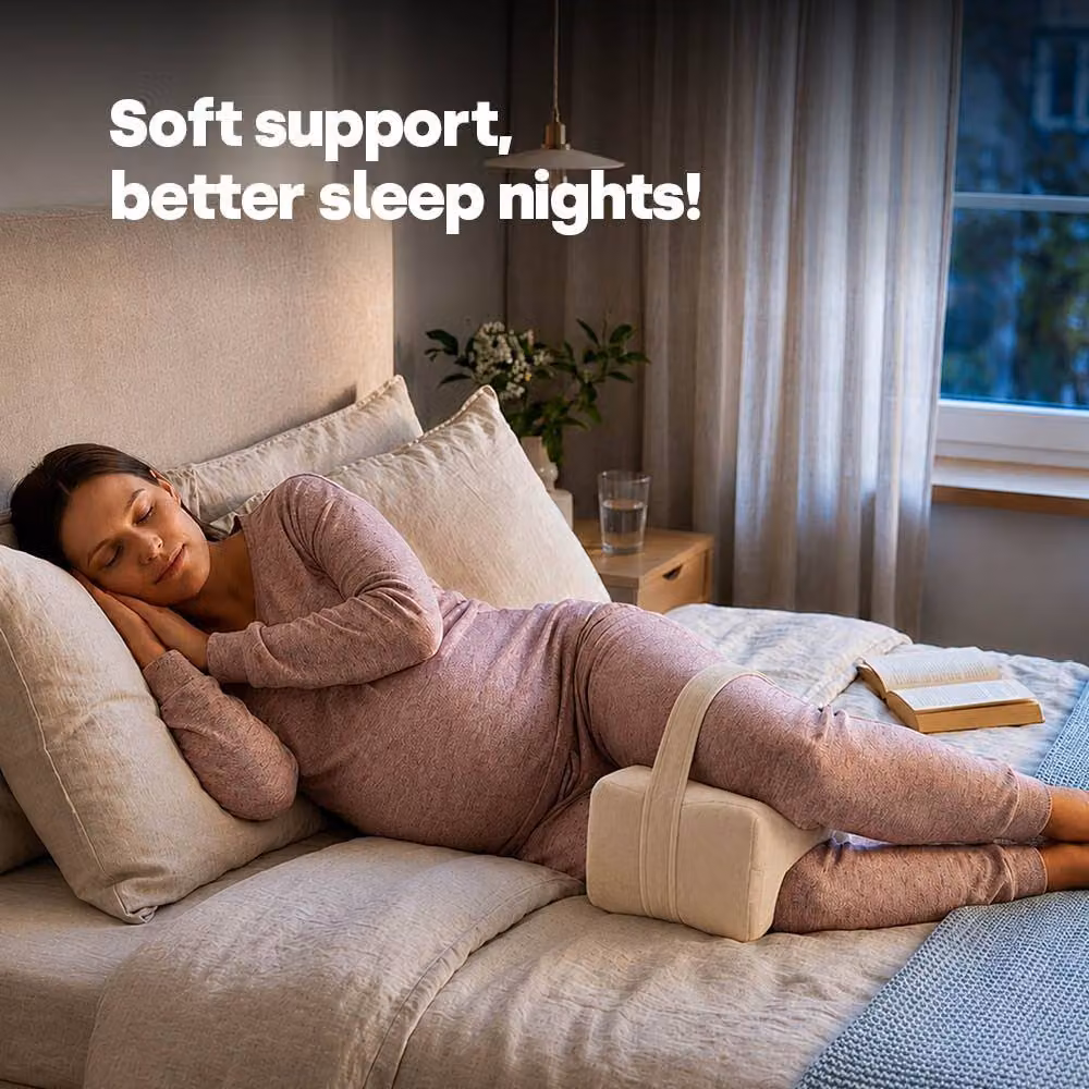 LIVIVO Orthopaedic Wedge Leg Pillow with Strap in Beige Fleece – 5
