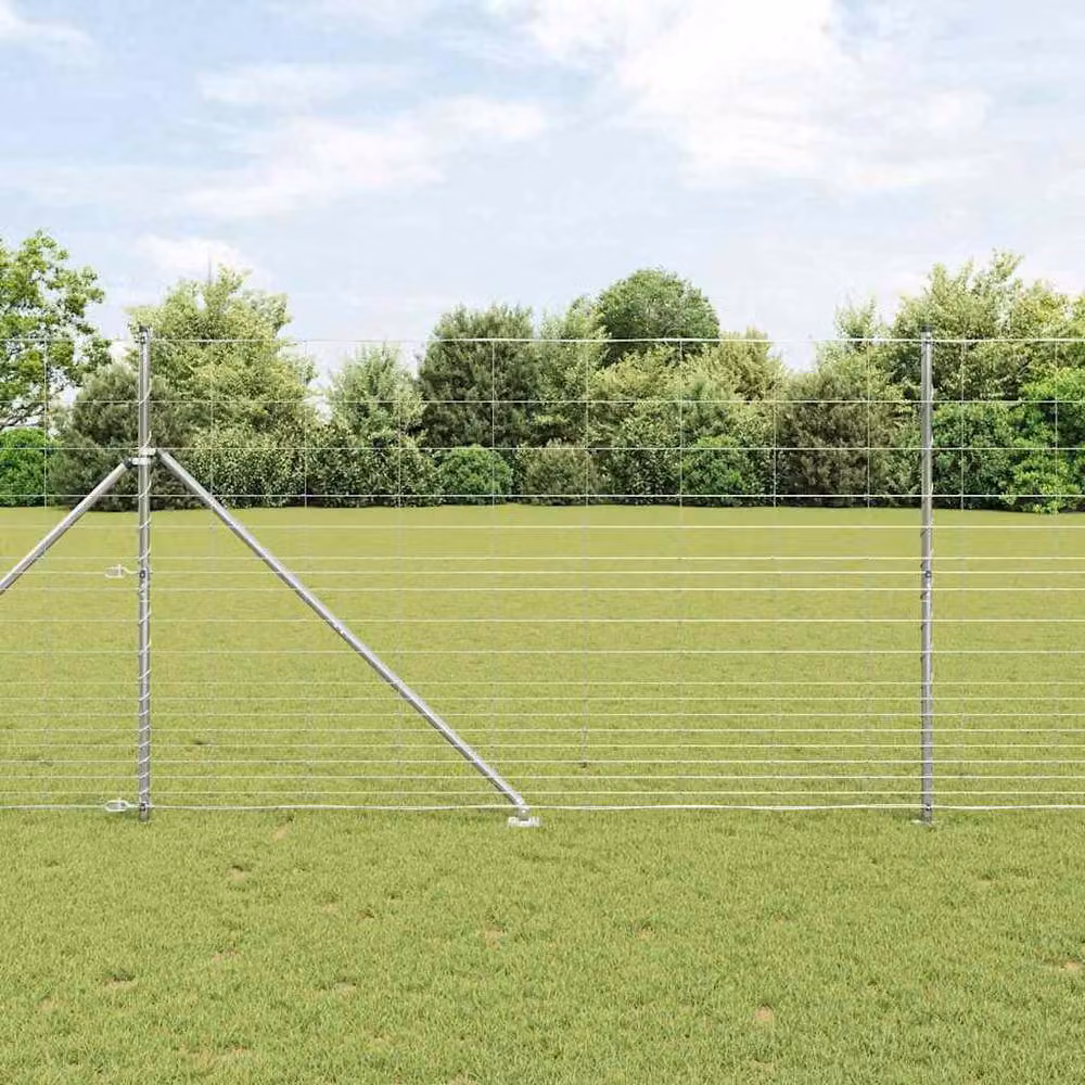 Berkfield Home Modern Field Fence in Silver Galvanised Steel, H: 1.5 m x W: 25 m – 2
