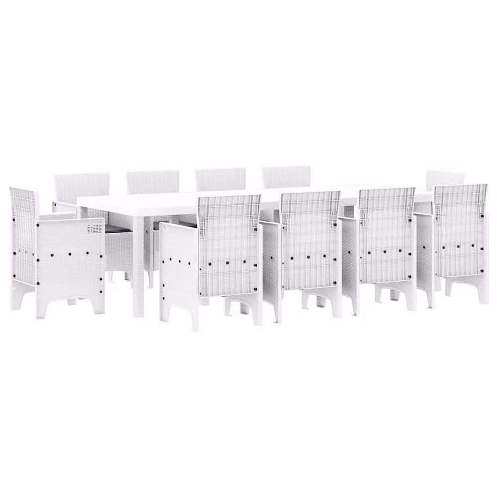 Berkfield Home 11 Piece White Poly Rattan Garden Dining Set with Cushions – 2