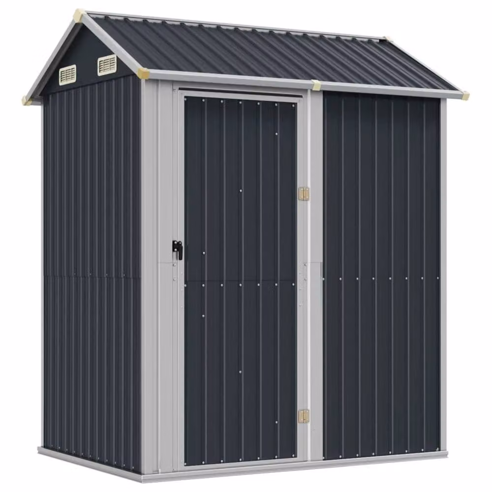 Berkfield Home Garden Shed in Anthracite Grey Galvanised Steel, W/D/H: 192 x 152.5 x 237 cm – 2