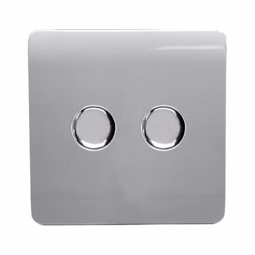 Trendi Modern 2 Gang 2 Way LED Dimmer Switch in Silver